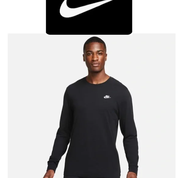 Nike Men's Long Sleeve Tee in Black - Picture 1 of 4
